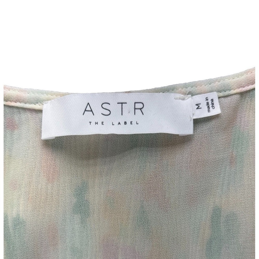 ASTR Bellona Floral Plisse Top Boho Smocked Ruffle Sheer Blouse Fairy Ethereal M - Picture 3 of 11